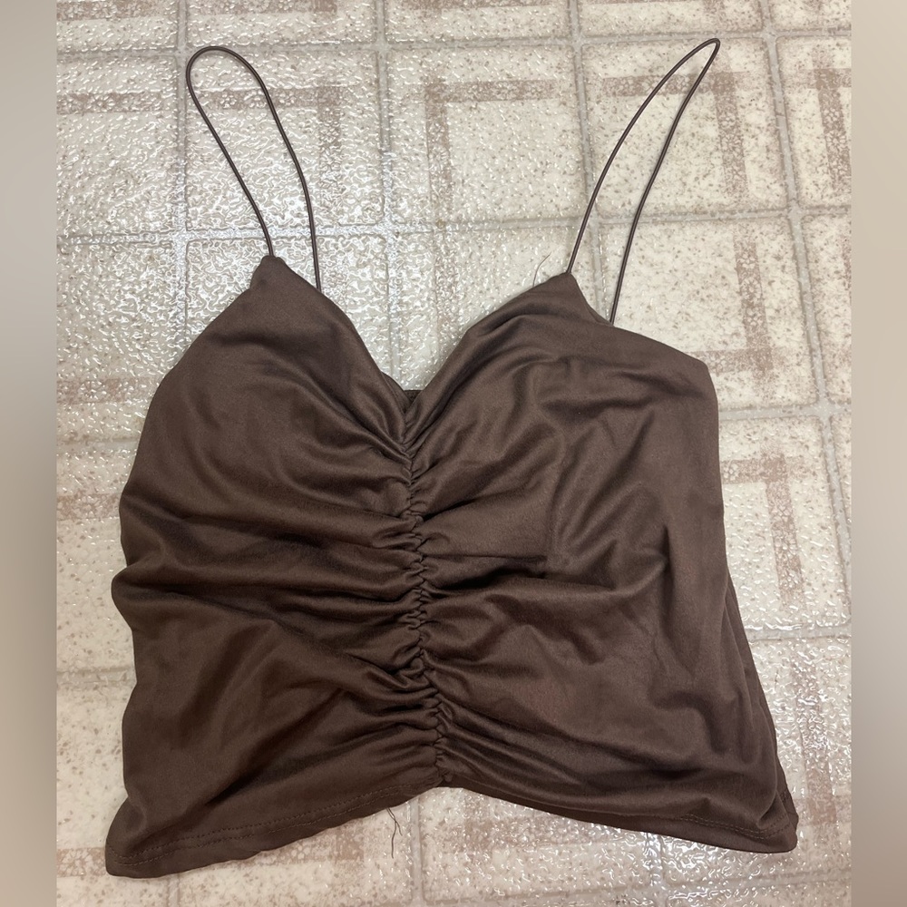 brown crop top, size small